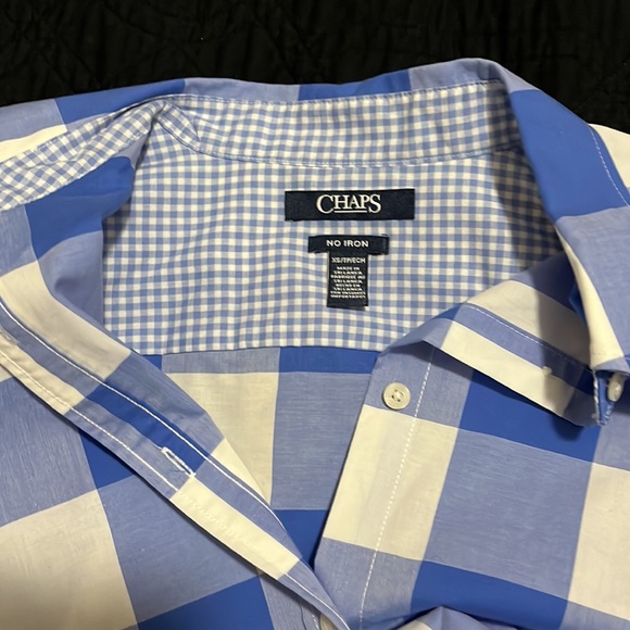 Chaps button down blue and white checked shirt - Picture 3 of 4